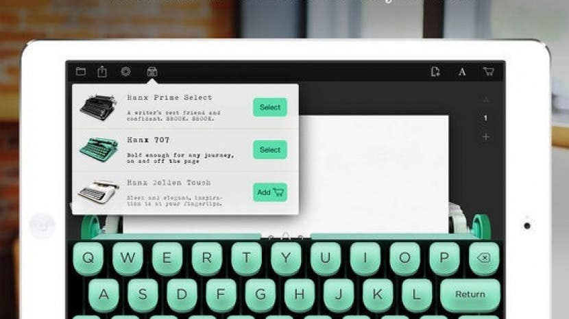 Hanx Writer - приложение для цифровой пишущей машинки   (Свободно)
