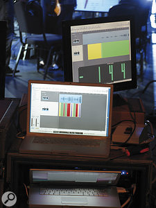 Для сценического шоу было создано 17 мониторных миксов, в основном моно миксы для дирижеров и участников оркестра в наушниках, а также певцы в системах Sennheiser 2000 IEM (мониторинг в наушниках)
